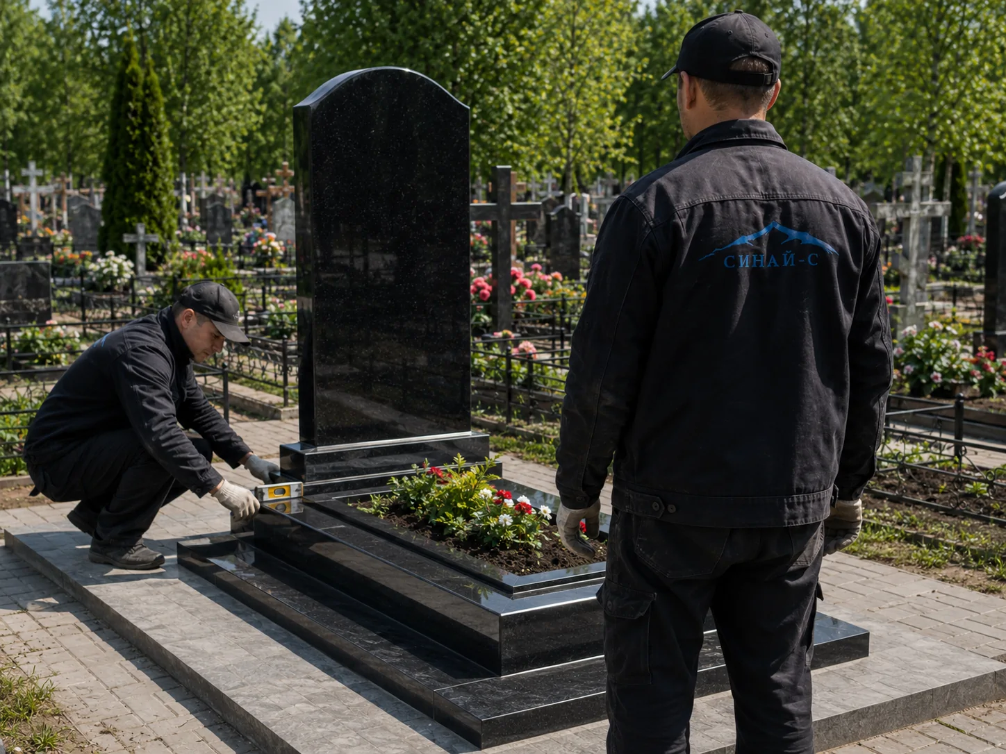 Готовый памятник после установки